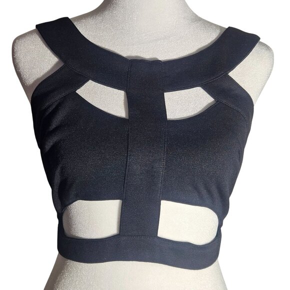 Black Cutout Med Crop Top Whimsygoth Goth Dark Academia Witchy - Picture 2 of 7